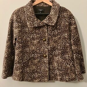 Talbots Women's Leopard Print A-Line Swing Coat Size 8P